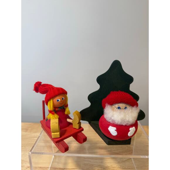 Pair of Ljungstroms Of Sweden Tomte Wooden Figures Christmas Holiday - Picture 1 of 15